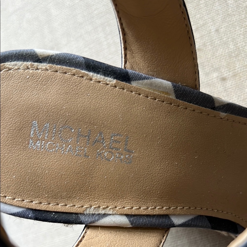 MICHAEL Michael Kors Navy and White Checkered Wedges - Picture 2 of 8